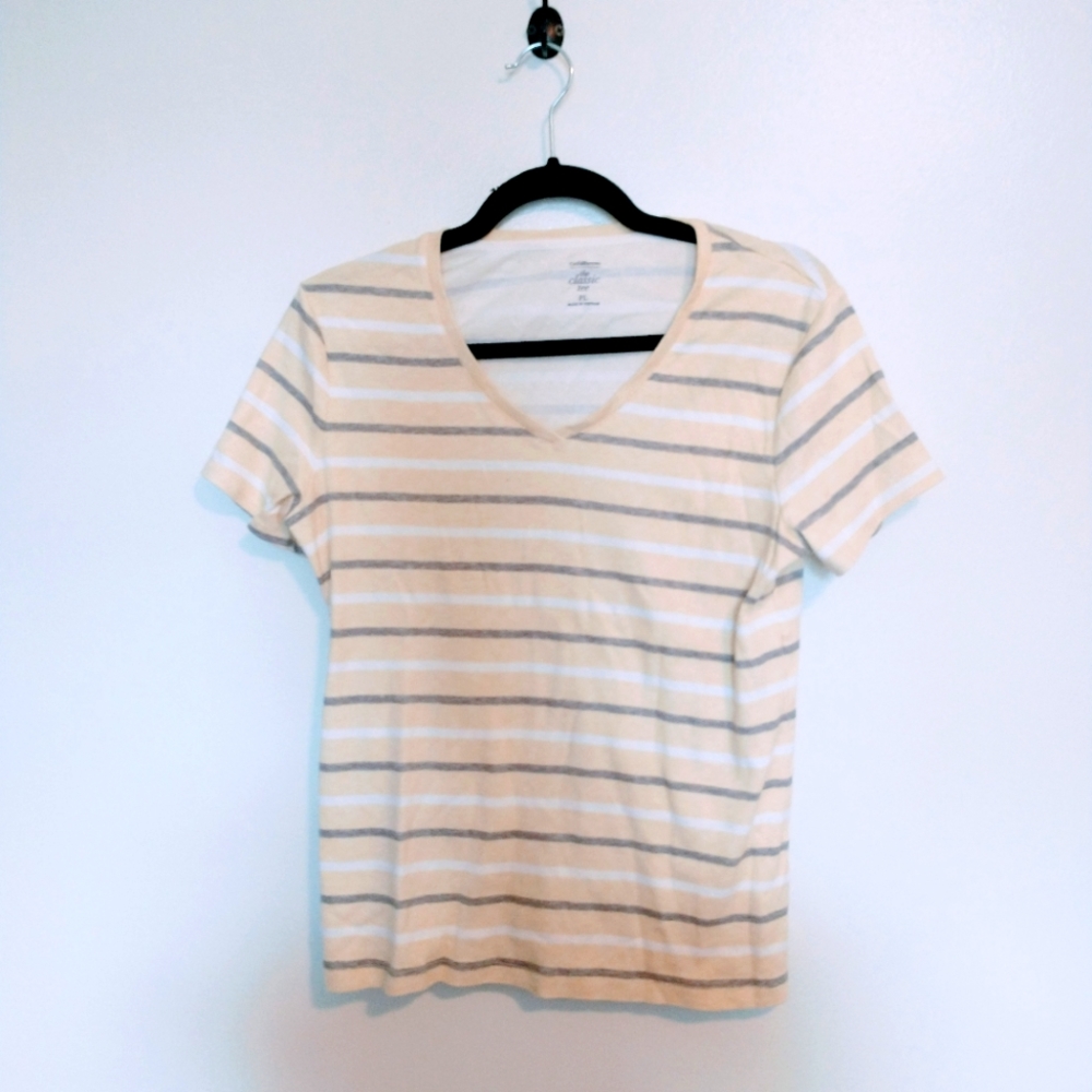 Croft and Barrow the classic tee size large. Striped short sleeve v neck